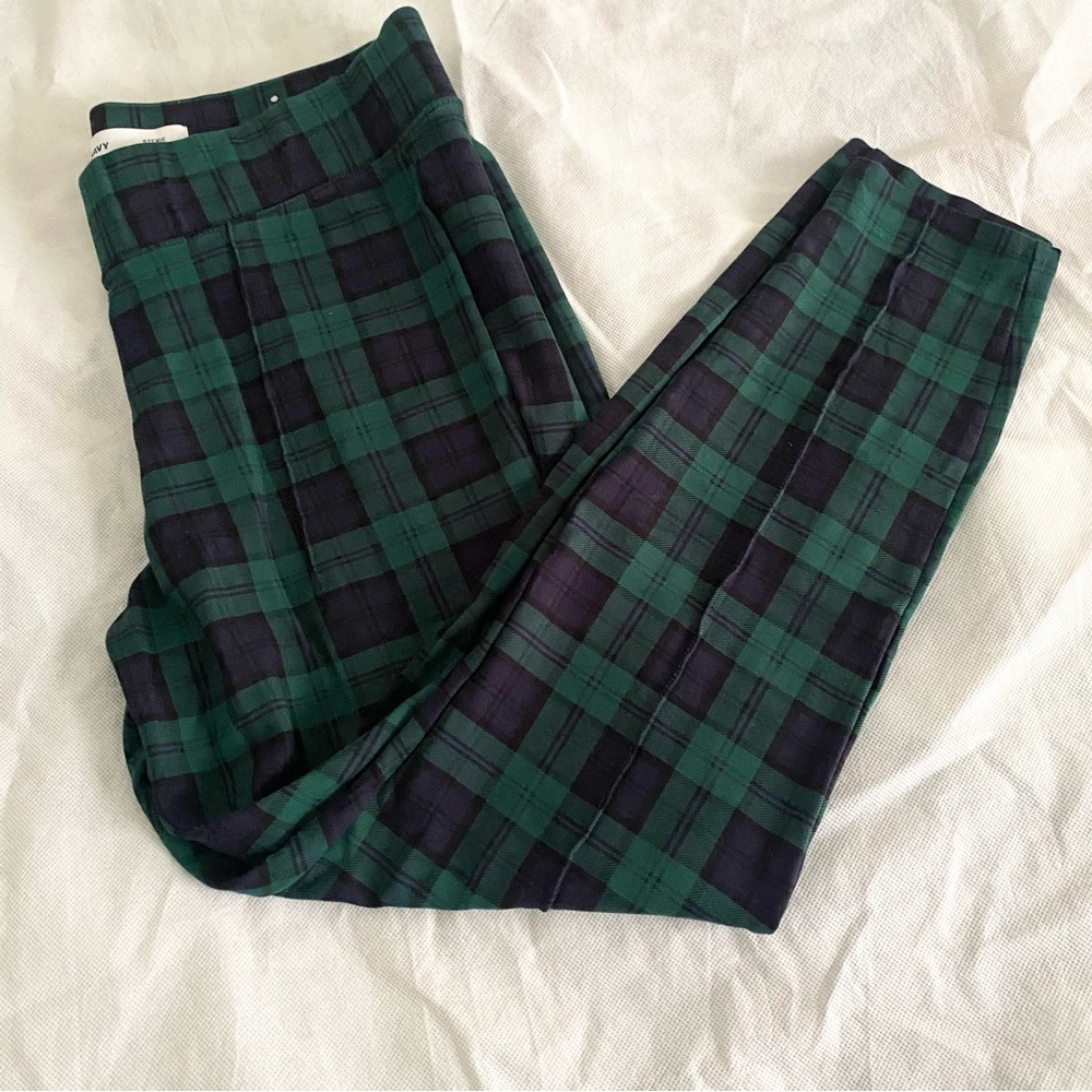 Old Navy Navy Plaid High-Waisted Stevie Skinny Ankle Pants Size L
